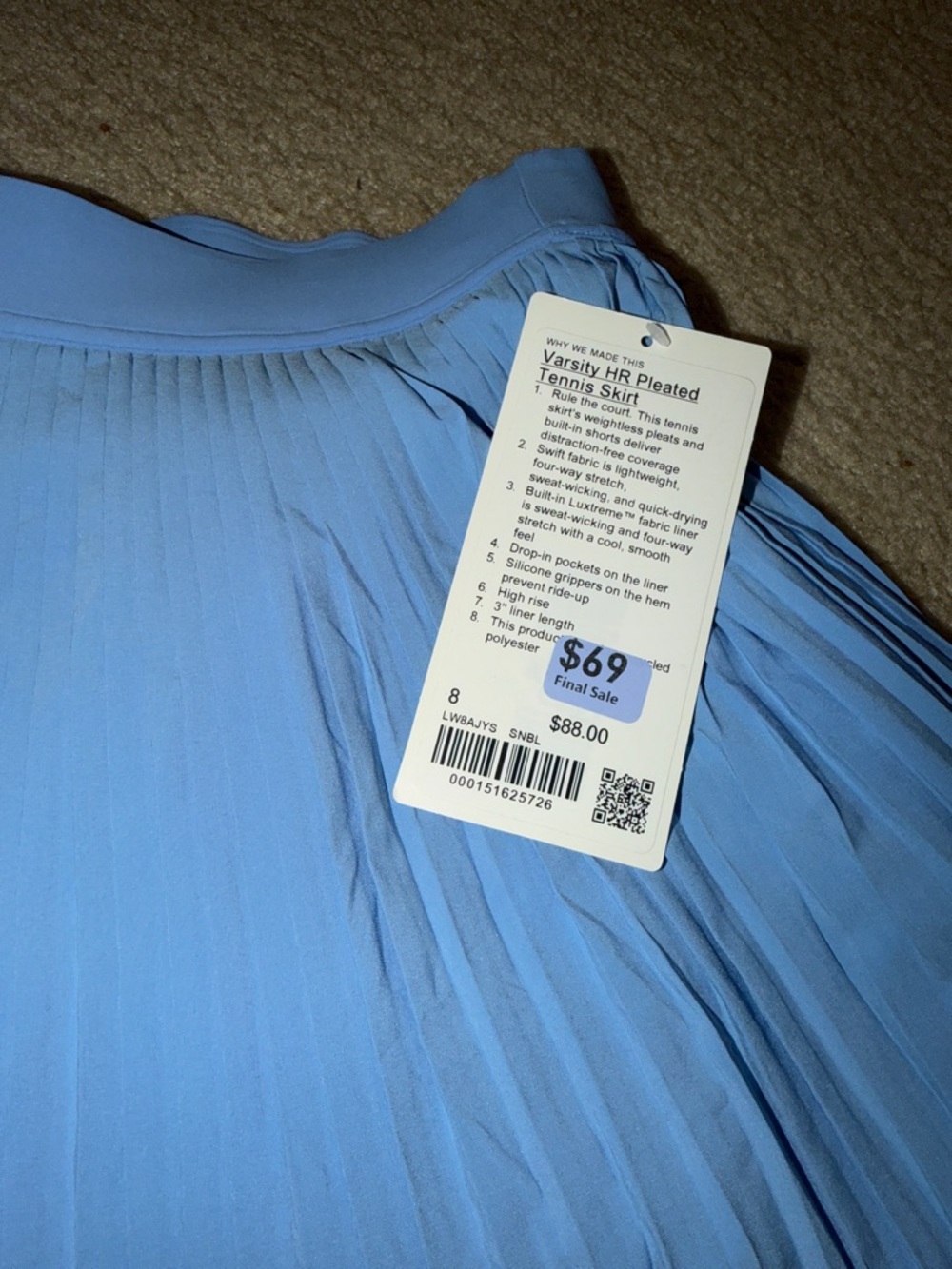 lululemon athletica Light Blue Pleated Skater Skirt - Picture 2 of 3
